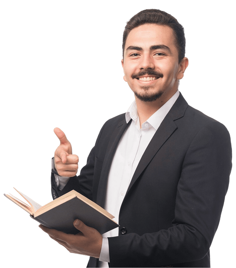 UK Education Expert holding a book